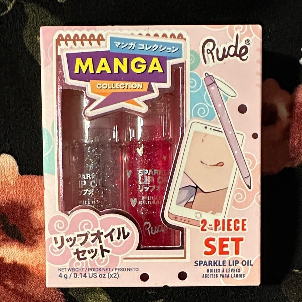3/$15 RUDE Manga Collection Lip Oil Set - Pink and Red